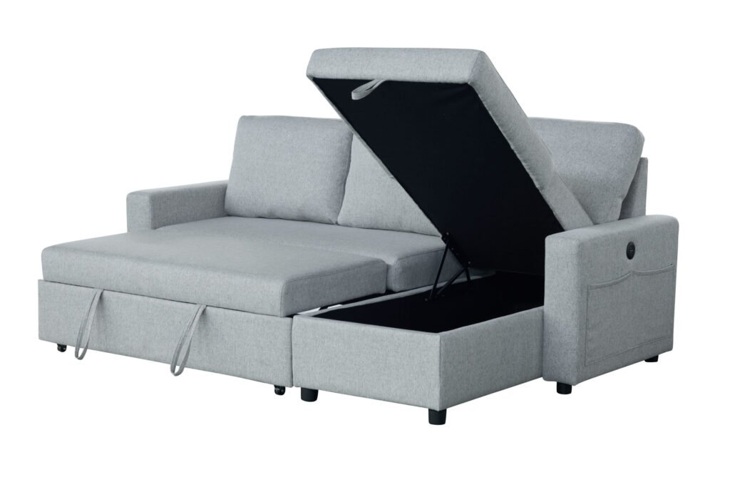 Rosy Sofa Bed with Chaise & Storage + USB - SOLD OUT