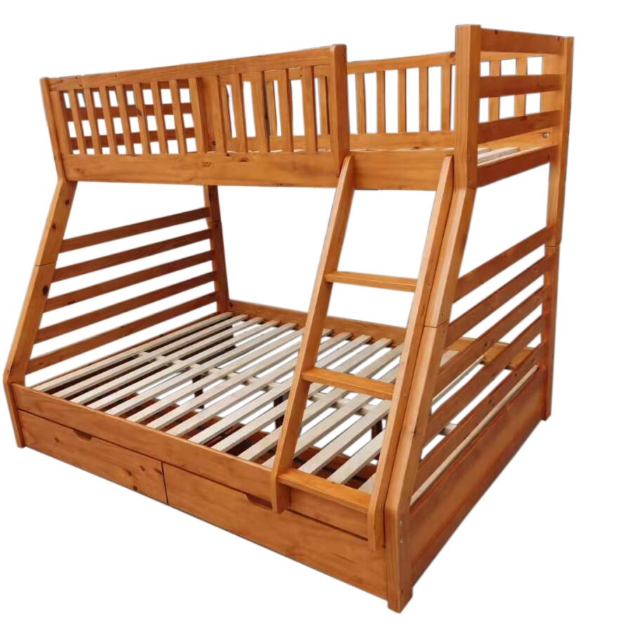 Wooden Bunk (S+D) Warm Honey with 2 Bottom Drws (Discontinued)