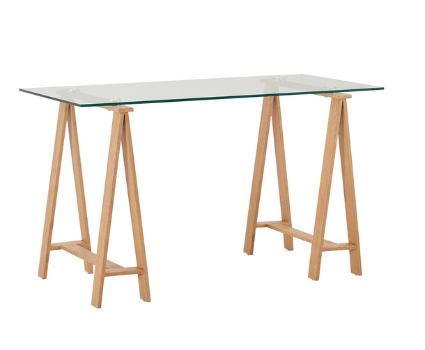 Glass Top Metal Base Desk