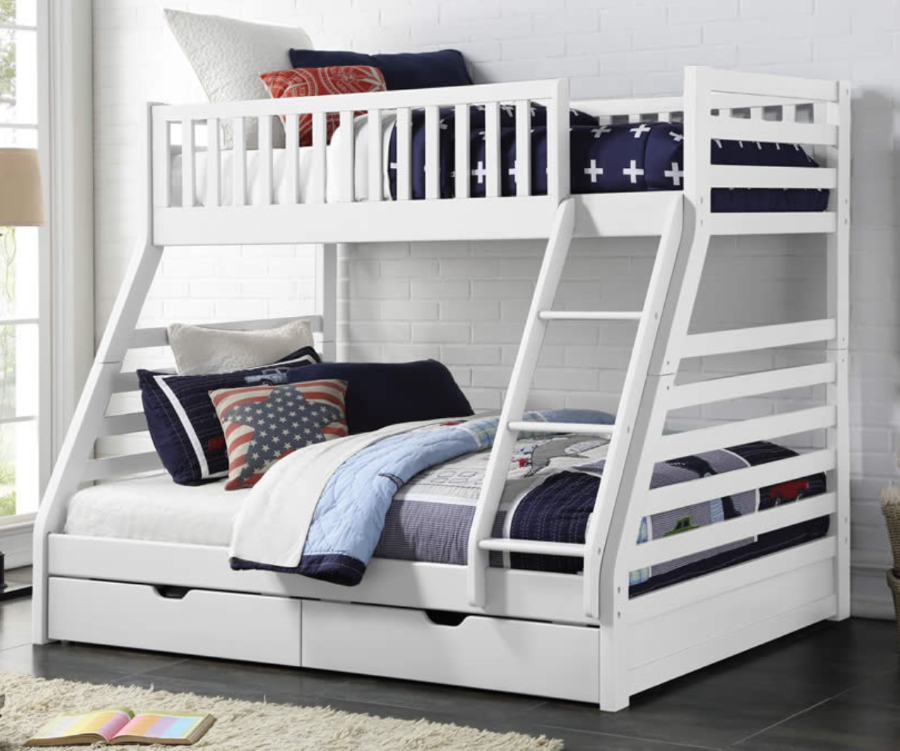 Wooden Bunk (S+D) White with 2 Bottom Drws (Discontinued)