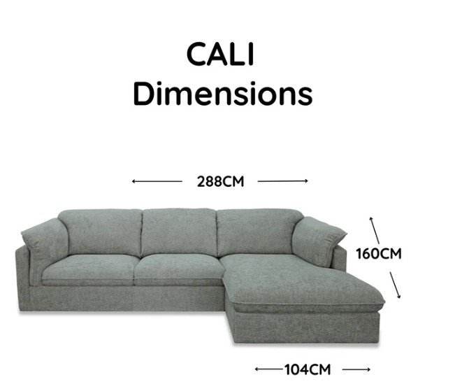 CALI 3 SEATER CHAISE | LEFT OR RIGHT FACING