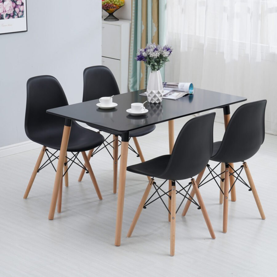 Massey Black Dining Table 1.2m + Chairs