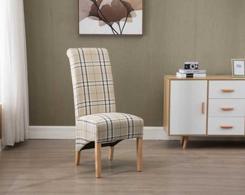 High Back checkered fabric chair