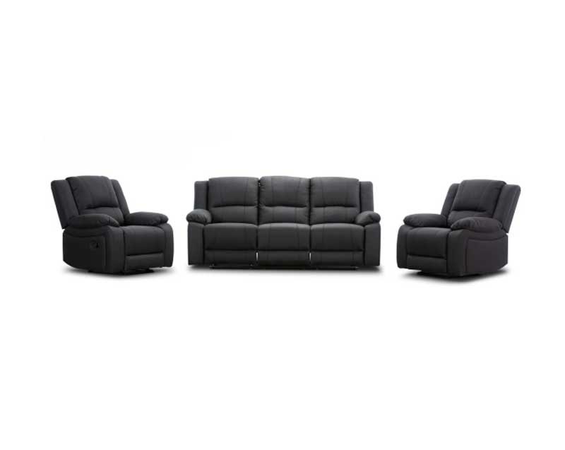 Jersey 3 + 1 + 1 Recliner Lounge Suite- Onyx